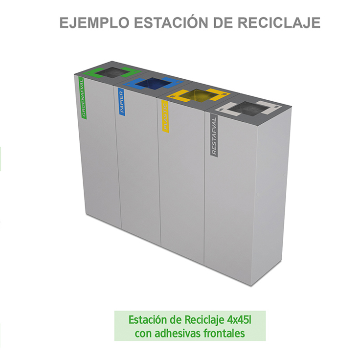 BERGEN Papelera de Reciclaje Láminas de Acero con 3 Compartimentos •  Urbaniere Europe