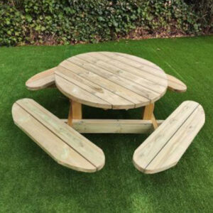 mesa de picnic madera redonda